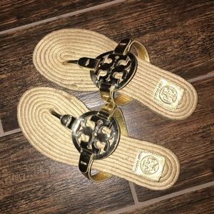 SOLD!!!Tory Burch Gold Miller Sandals size 7.5 GUC